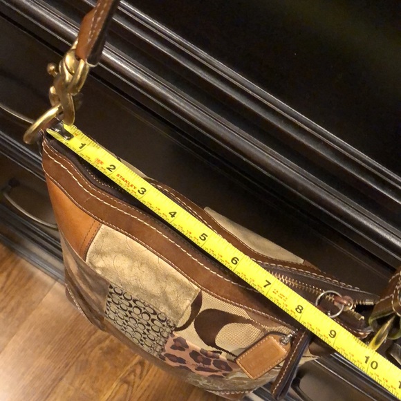 COACH Patchwork Top Zipper Crossbody Tote Shoulder Bag Brown Lining - Picture 11 of 17